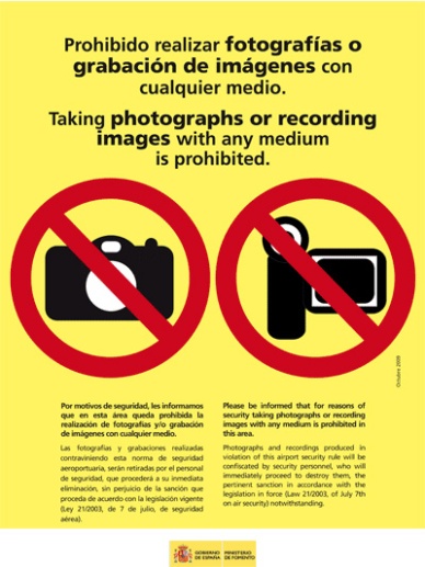 Prohibido realizar fotos o grabar imágenes en los aeropuertos